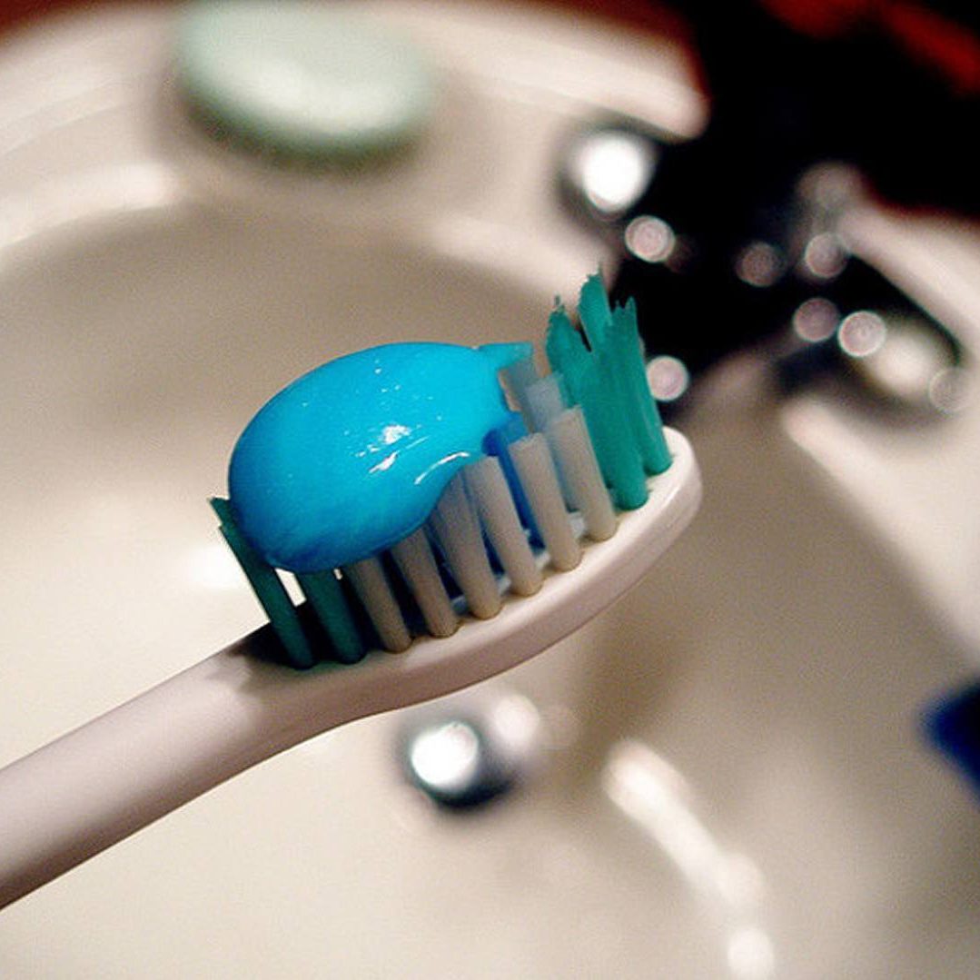Toothbrush with toothpaste on it